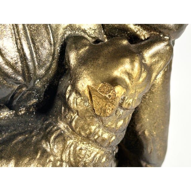 Gilded Chalkware Equestrian Mantel Piece With Child & Dog, c.1930-1940s For Sale - Image 10 of 13