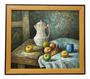 Vintage Still Life Oil Painting by W. Adam C.1970