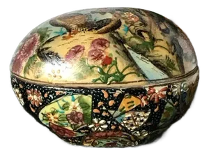 Vintage Ceramic Chinoiserie Egg Shaped Box