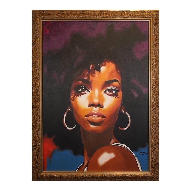 "The Side Eye" Contemporary Portrait Painting by Kano Derrock, Framed For Sale