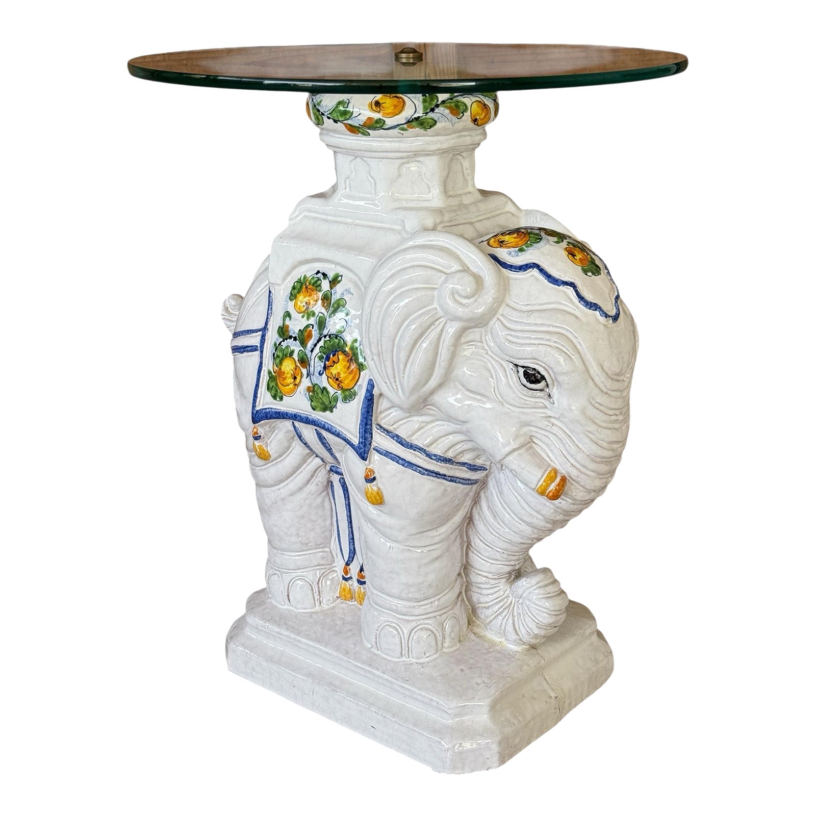 Round white ceramic elephant table base