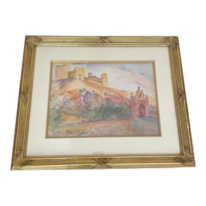 Framed Watercolor of Toledo Spain