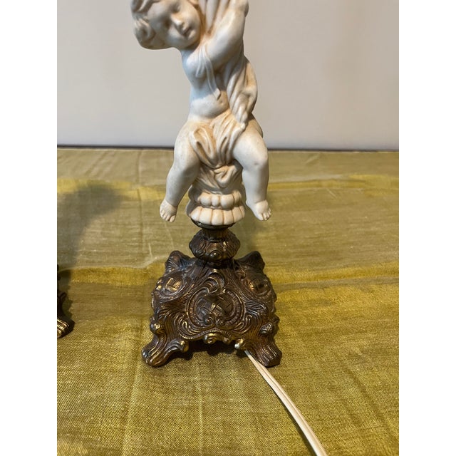 Vintage Mid-Century Hollywood Regency Cherub Lamps - Pair Model Bm313-8 For Sale In Washington DC - Image 6 of 7