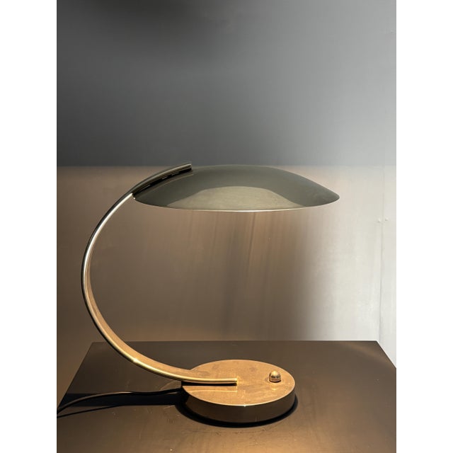 French Art Deco Nickel Arc Table Lamp by Pierre Disderot for Soka, France, 1970s For Sale - Image 6 of 17