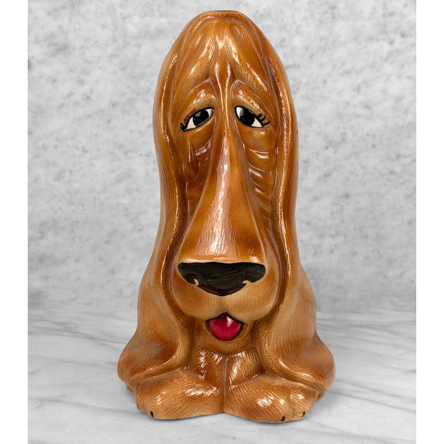 1960s Mid-Century Sad Bloodhound Ceramic Sculpture 11" For Sale - Image 5 of 9