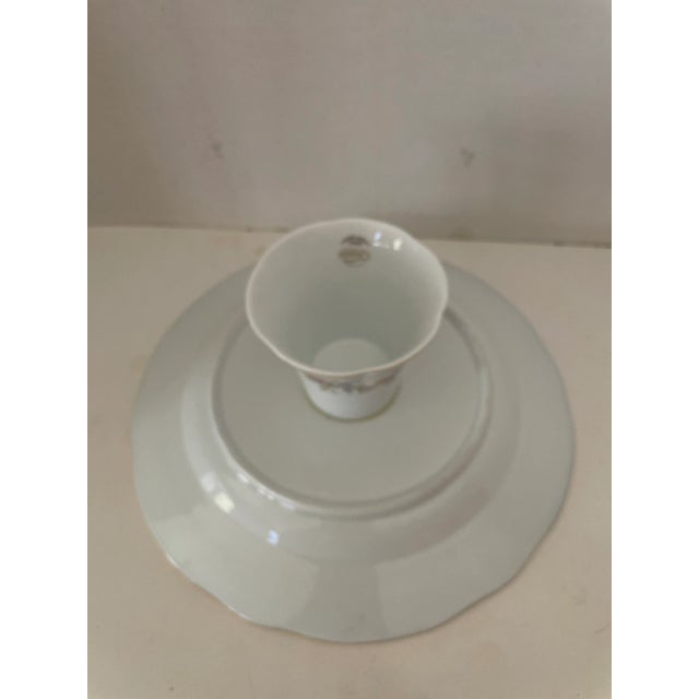 Cesare Casati 1980s Vintage "Casati Fine Porcelains" Germany Floral & Decorative Hand Painted Cake/Desert Pedestal For Sale - Image 4 of 8
