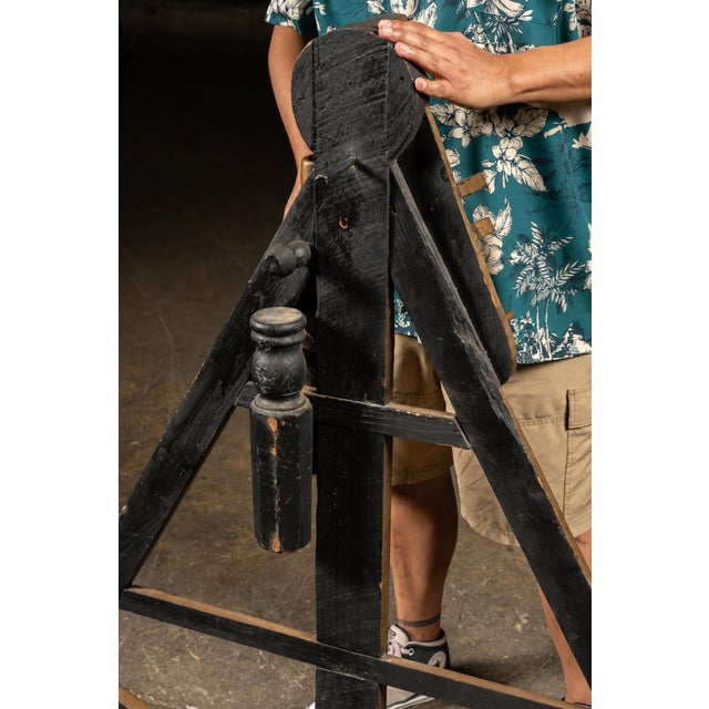 Wood Vintage Oversized Wooden Figural Octant With Painted Degree Scale For Sale - Image 7 of 7