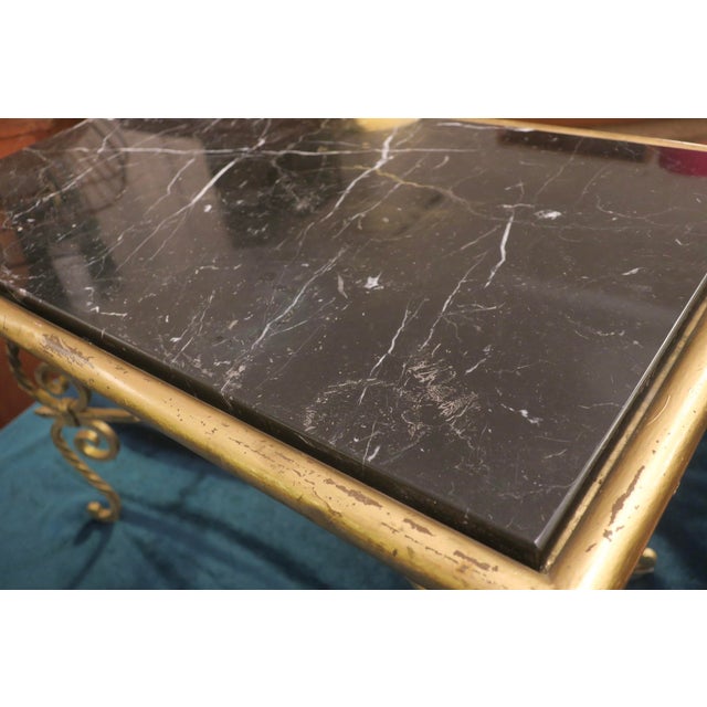 Wrought Iron and Veined Marble Coffee Table, 1940s For Sale - Image 5 of 6