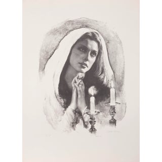 Shabbas Candles VIII, Sandu Liberman Lithograph, Signed and Numbered in Pencil For Sale