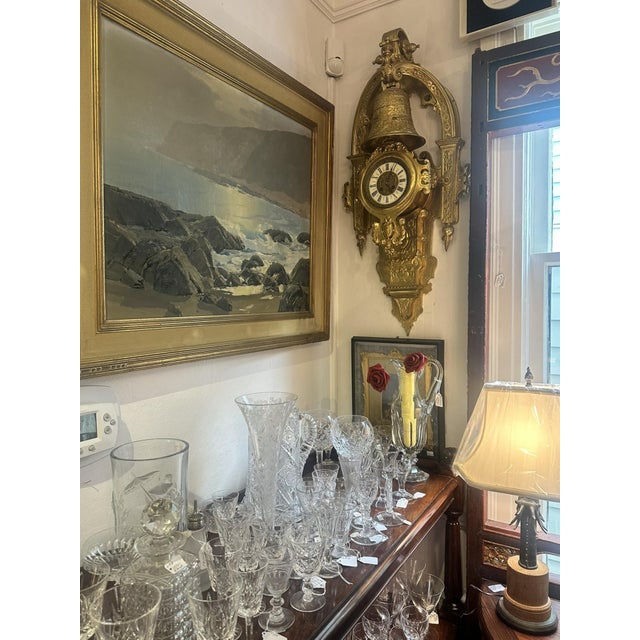 French Large Late 19th Century French Cartel Wall Clock, Gilt Bronze Case with Enamel Dial For Sale - Image 3 of 11