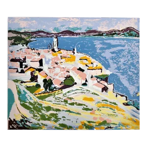 Vintage Metal Wall Art Mediterranean Scene 1973