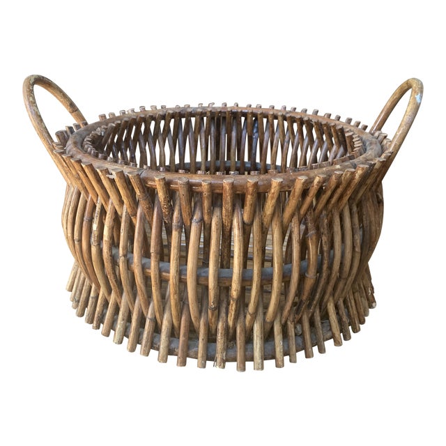 Vintage Primitive Handmade Wooden Basket Chairish