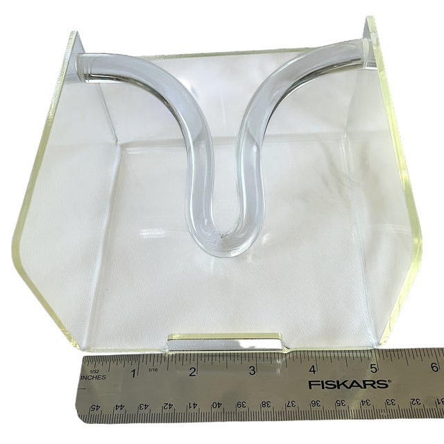 Vintage Sculptural Lucite Cocktail Napkin Holder With Curved Swing Arm For Sale - Image 11 of 11