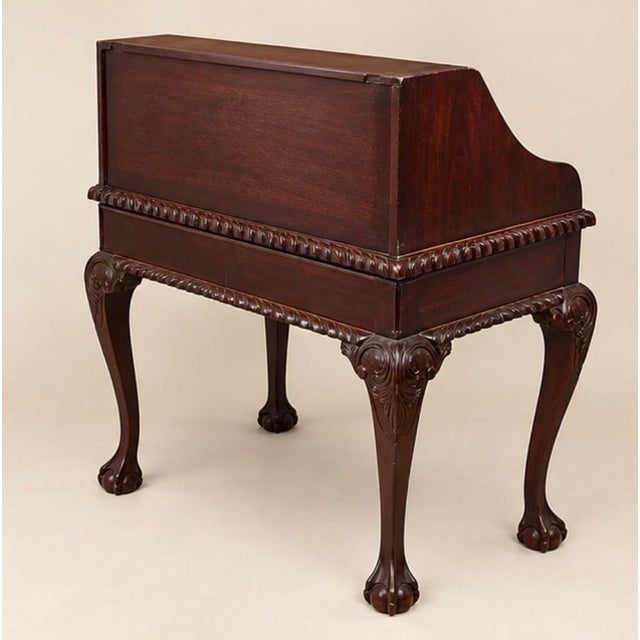 Antique Mahogany Carlton House Secretary Desk | Chippendale | Leather Writing Surface | Ball & Claw Feet For Sale - Image 9 of 10