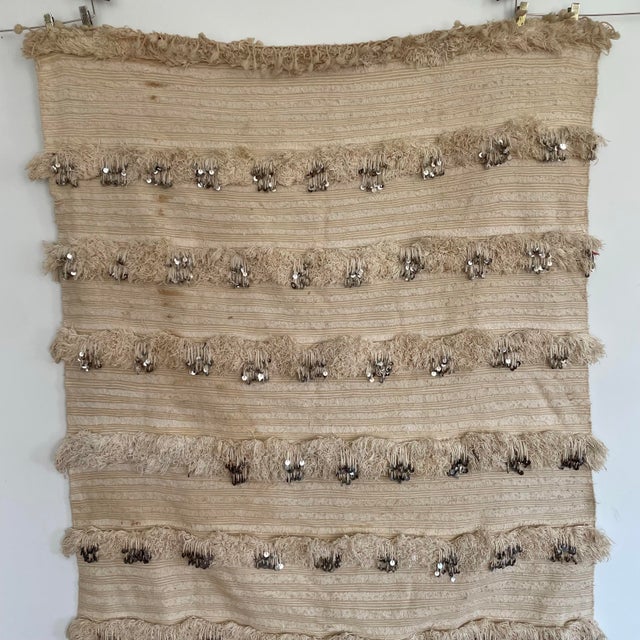 1960s Vintage Moroccan Bridal Handira Berber Wedding Blanket Tapestry For Sale - Image 5 of 8
