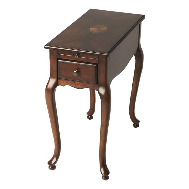Croydon 11.5 in. W Rectangular Wood 1 Drawer Side Table with Pull-Out Tray, Cherry For Sale