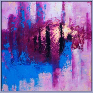 Emerging Monoliths by Dominic Harman | Acrylic on board abstract landscape with vibrant colors For Sale