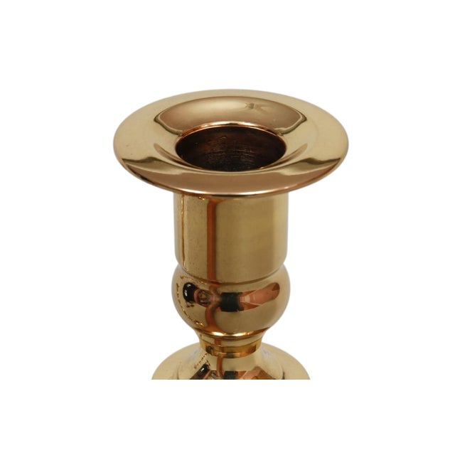 English Traditional Brass Candlestick Holders, a Pair For Sale - Image 3 of 6