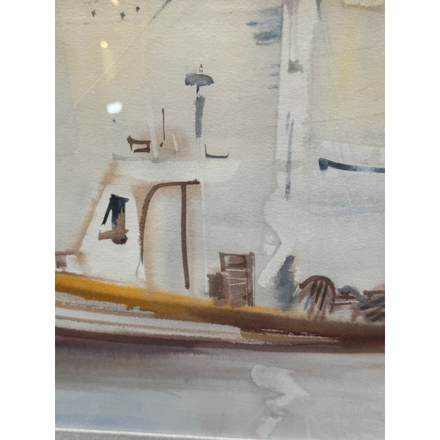Mid 20th Century Sanford Brooks Mid Century Harbor Scene Watercolor Painting, Signed For Sale - Image 5 of 12