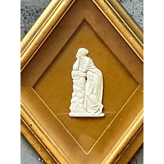 Mustard Vintage Gilt Framed Porcelain Reliefs - Set of Two For Sale - Image 8 of 12