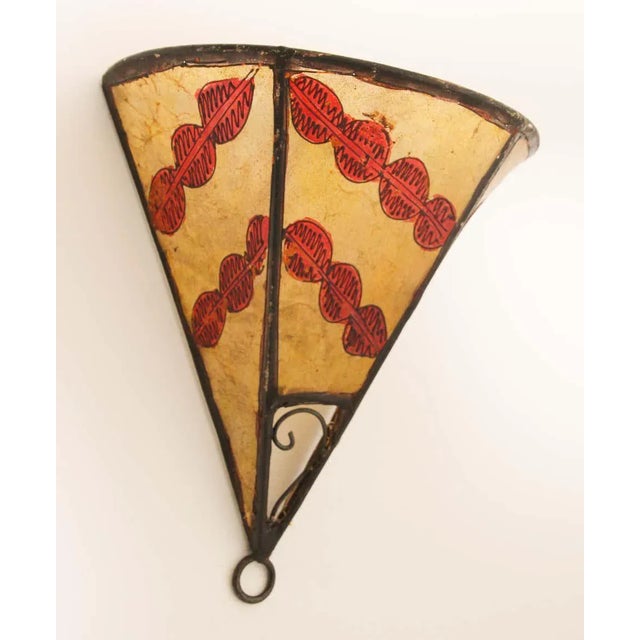 Ethnic Parchment African Art Wall Sconce For Sale - Image 4 of 10