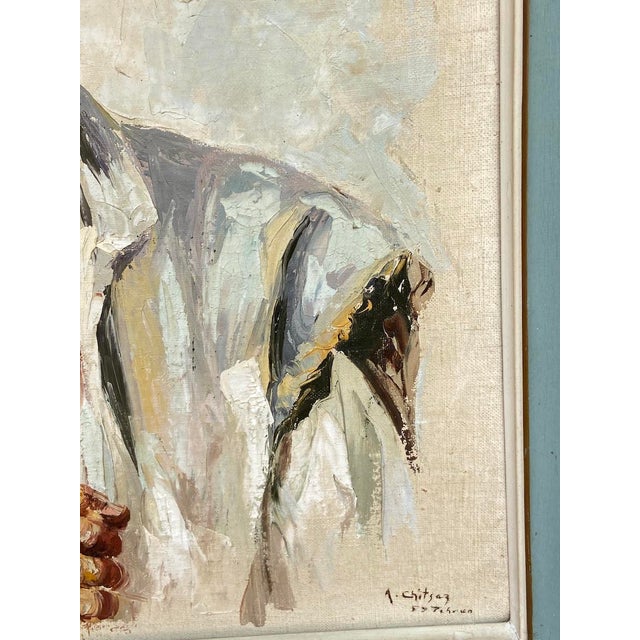 1954 A. Shitzas Tehran Oil Portrait Painting For Sale - Image 4 of 12