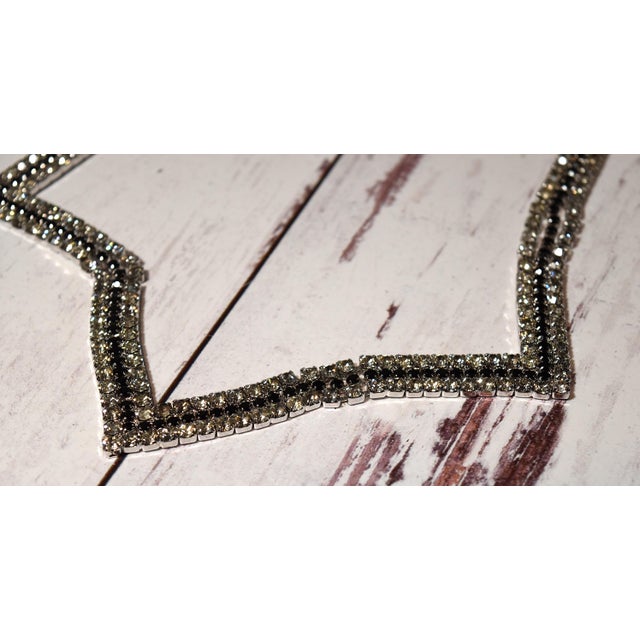 American Vintage American Designer Alexis Kirk Clear and Black Rhinestone Star Necklace Choker For Sale - Image 3 of 17