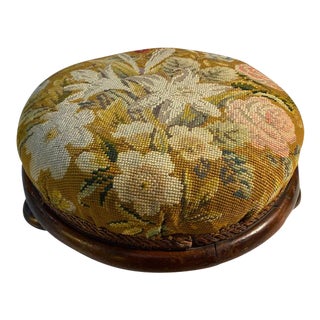 Late 19th Century Victorian English Needlepoint Footstool For Sale