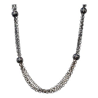 The Adela: Multi-Strand Diamond Station Chain in White Gold For Sale