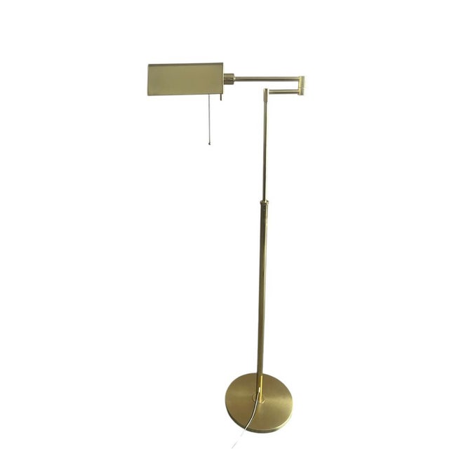 Metal Vintage Brass Bankers Floor Lamp with Articulated Arm, 1960s For Sale - Image 7 of 18