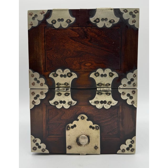 Early 20th Century Antique Chinese Hardwood Vanity Box With Mirror, Drawer & Working Lock For Sale - Image 5 of 9