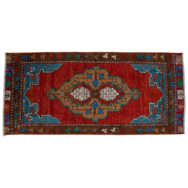Textile 1970s Hand Knotted Red & Blue Turkish Rug For Sale - Image 7 of 13