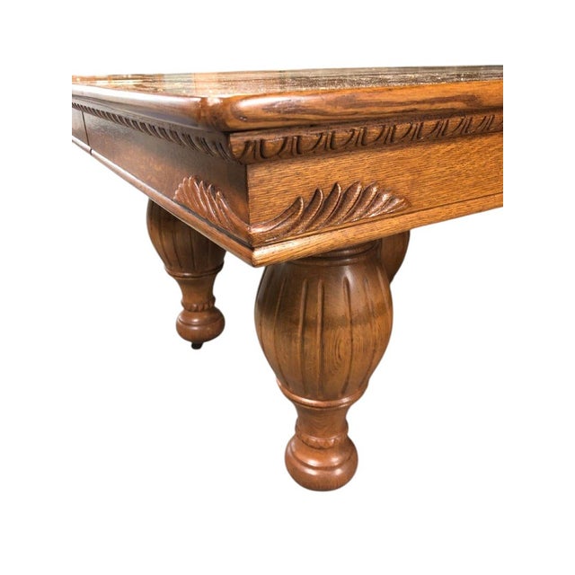 Mid 19th Century Victorian Tiger Oak Heavy Carved Dining Table and 4 Leaves For Sale In Washington DC - Image 6 of 12