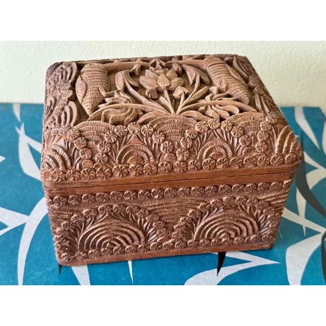 1940s Hand-Carved Wooden Cigarette Dispenser Box For Sale - Image 6 of 11