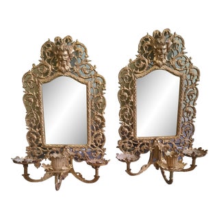 Zeus Signed B&H Bradley and Hubbard Antique Mirrors With Candelabrum in Brass - a Pair For Sale
