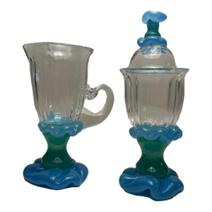 1990s Art Glass Cream and Sugar by Arien