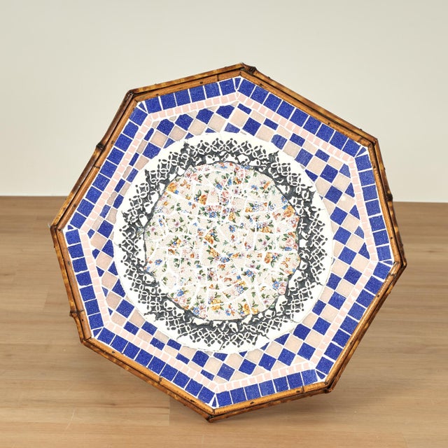 Wood Antique English Bamboo and Tile Table or Stand For Sale - Image 7 of 11