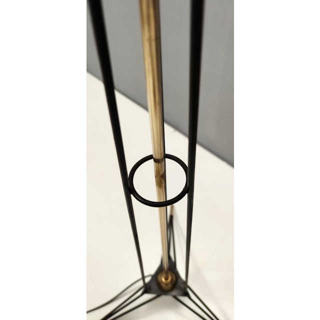 White Opaline Glass and Black Iron Floor Lamp from Stilnovo, Italy, 1950s For Sale - Image 11 of 13