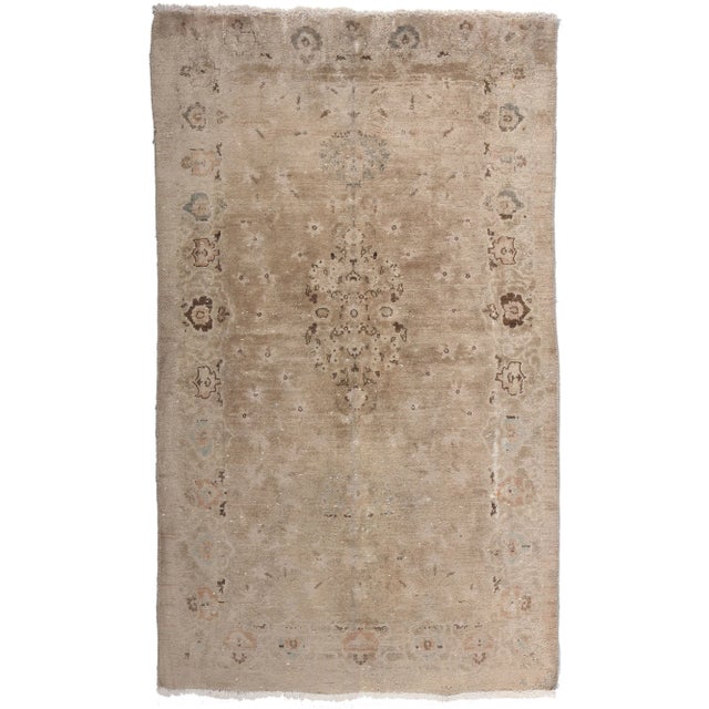 Mid 20th Century Neutral Vintage Persian Kashan Rug, 03'01 X 05'03 For Sale - Image 10 of 10