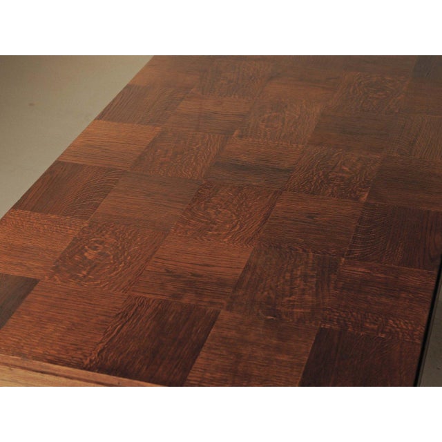 Mid-Century Modern Modernist Oak Table with Checkerboard Veneer Top, France, 1940 For Sale - Image 3 of 18
