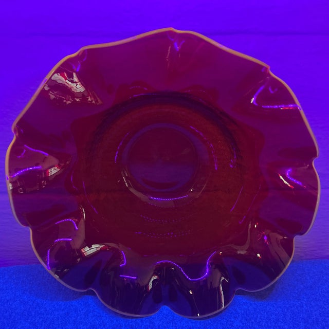 Large Mid-Century Blenko Attributed Orange Crackle Glass Bowl For Sale - Image 9 of 10