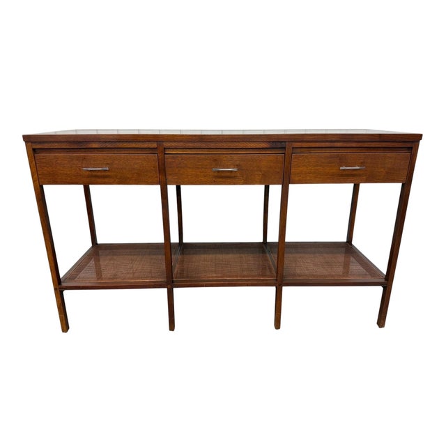 Mid-Century Modern Lane Delineator Paul McCobb Walnut & Rosewood Console Table For Sale In Philadelphia - Image 6 of 11
