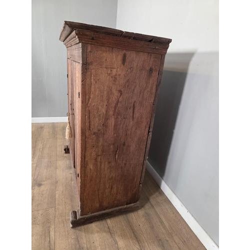 Antique 18th Century Primitive Oak Cupboard with Original Blacksmith Lock & Hinges For Sale - Image 6 of 9