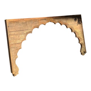 1990s Large Architectural Salvage Indian Carved Wood Arch For Sale
