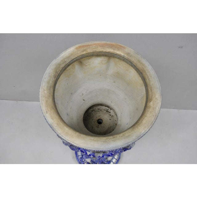 Antique German Westerwald Salt Glaze Stoneware Cobalt Blue Jardiniere & Pedestal For Sale - Image 18 of 18
