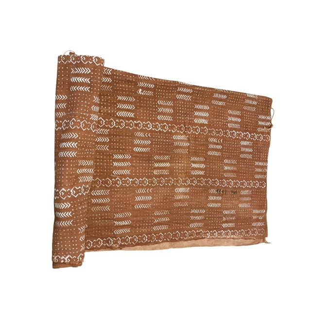 Textile Large Vintage Malian Brown & White Cotton Mud Cloth Textile 87" For Sale - Image 7 of 10