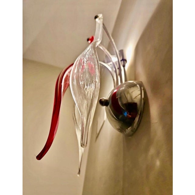 Glass Large Wall Light in Murano Glass, 2000 For Sale - Image 7 of 8