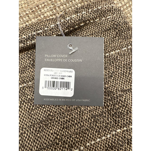 Textile Rh Restoration Hardware Kuba Cloth Pickstitch Pillow Covers Set of 2 | 20" × 20" | Camel / Brown For Sale - Image 7 of 14