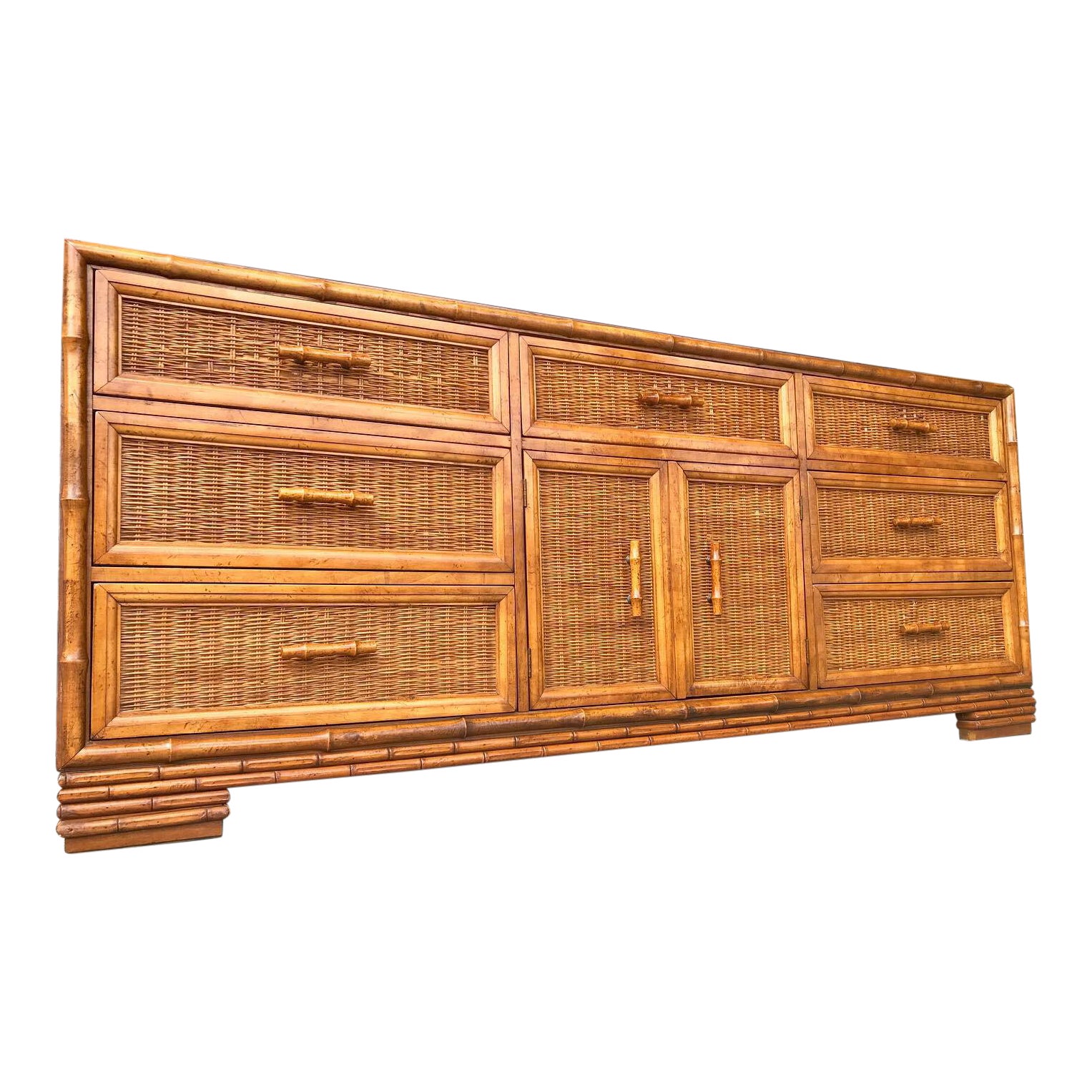 American Of Martinsville Faux Bamboo Nine Drawer Dresser Chairish