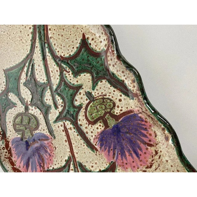 Ceramic Platter with Flower Decor, France, 1960s For Sale - Image 6 of 9